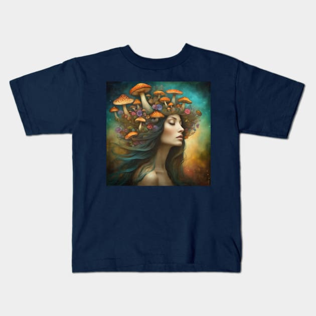 Mushroom Head Kids T-Shirt by PurplePeacock